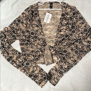 Black and Cream Floral Lace Cardigan